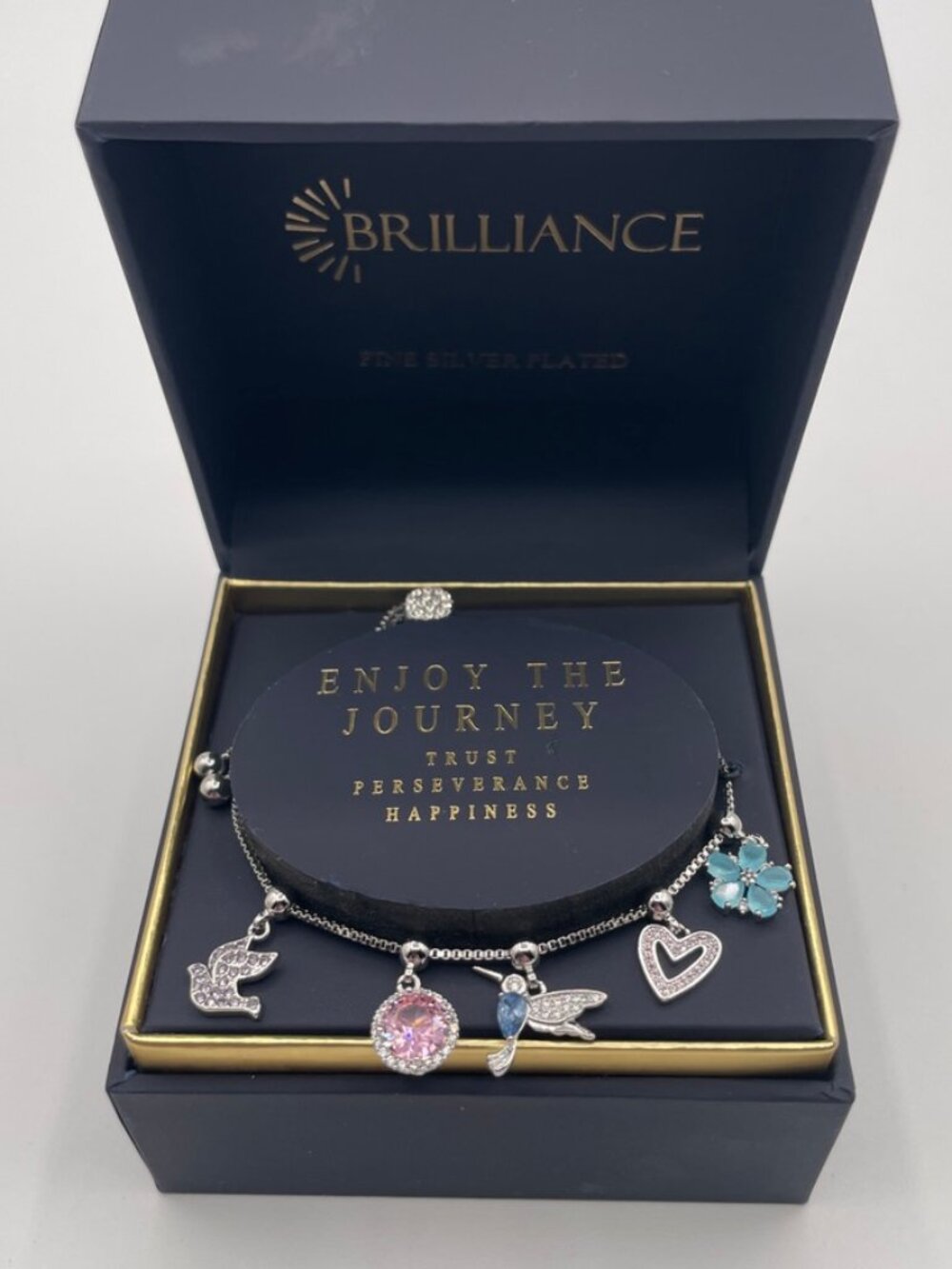 Brilliance Charm Bracelet - Silver Plated Adjustable Bracelet - NIB